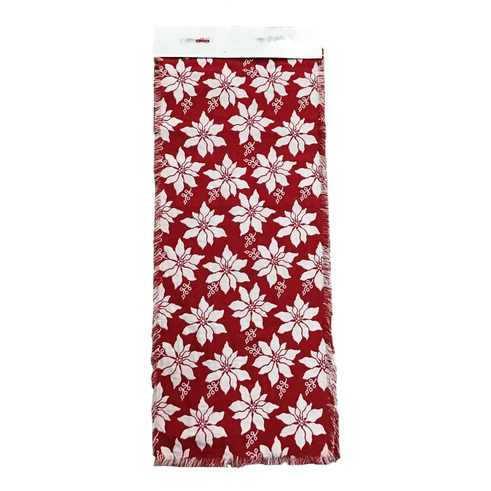Rachel Ashwell Farmhouse Poinsettia Table Runner 18x108 Farmhouse Cottagecore